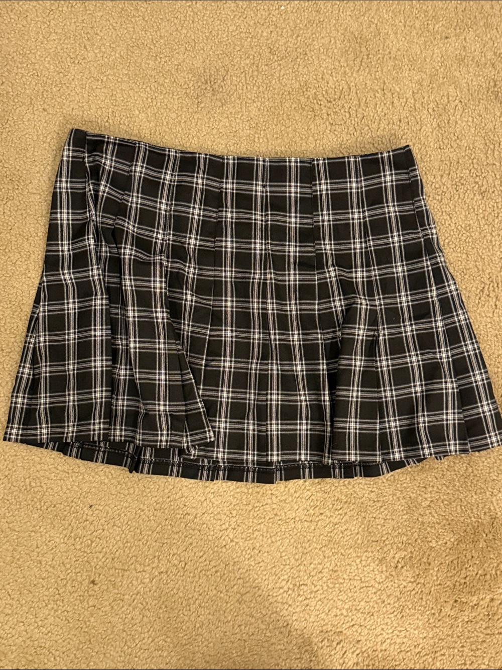 Divided Black and White Plaid Mini Skirt